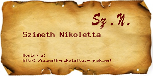 Szimeth Nikoletta névjegykártya